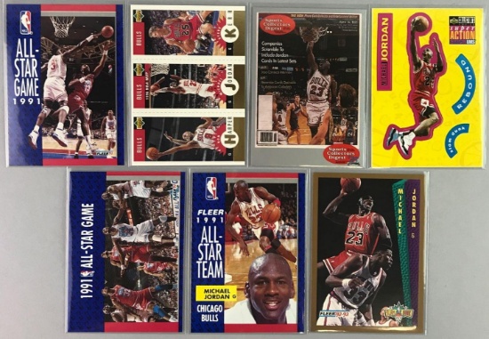 Lot of 7 Michael Jordan Basketball Cards