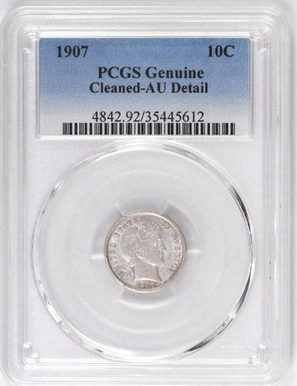 1907 P Barber Silver Dime (PCGS) About Uncirculated details