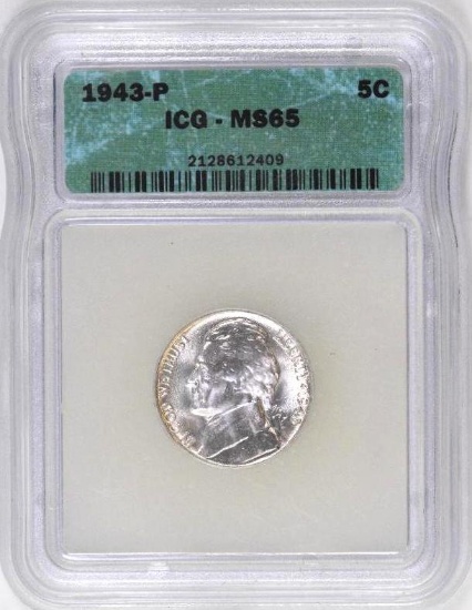 1943 P Jefferson War-time Nickel (ICG) MS65