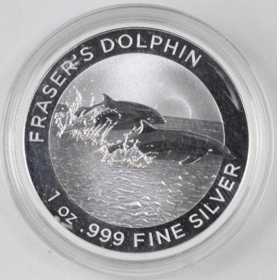 2021 $1 Australia Fraser's Dolphin 1oz. .999 Fine Silver