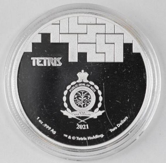 2021 Tetris Holding 1oz. .999 Fine Silver Round