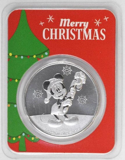 2020 NIUE $2 Mickey Mouse Merry Christmas 1oz. .999 Fine Silver