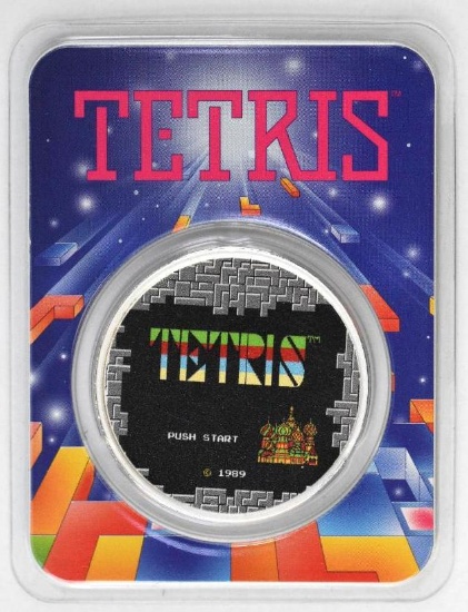 2021 Tetris Holding Colorized 1oz. .999 Fine Silver Round
