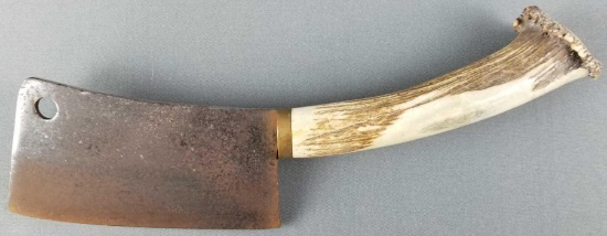 Meat Cleaver/Butchers Knife with antler handle