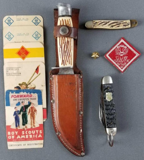 Group of knives, cub scout/boy scout items