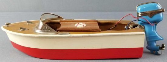 Toy Wood Speed Boat with Outboard Motor