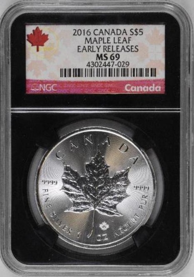 2016 $5 Canada Maple Leaf 1oz. .9999 Fine Silver (NGC) MS69