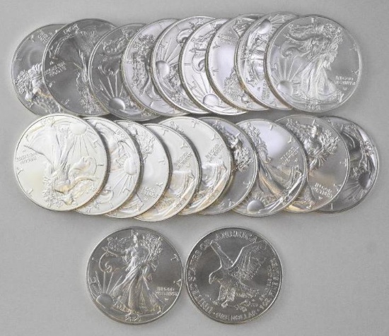 Group of (20) 2021 American Silver Eagle (Type 2) 1oz