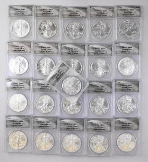 Group of (21) 1986-2006 American Silver Eagle 1oz (ANACS) MS69