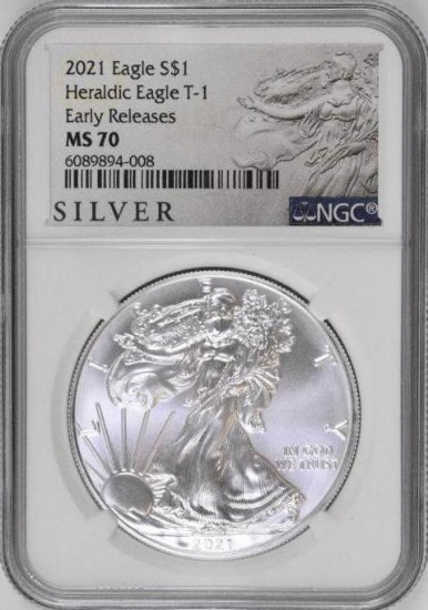 2021 American Silver Eagle Heraldic Eagle T-1 1oz (NGC) MS69 Early Release