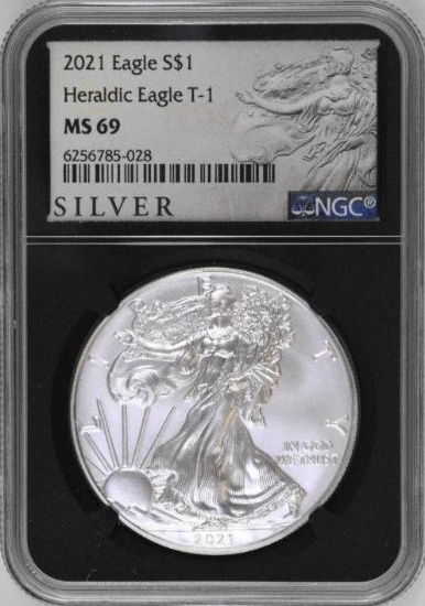 2021 American Silver Eagle Heraldic Eagle T-1 1oz (NGC) MS69 Early Release