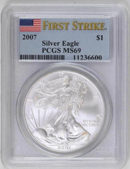 2007 American Silver Eagle 1oz. (PCGS) MS69.