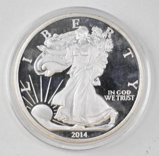 2014 Walking Liberty / Eagle Troy 5oz. .999 Fine Silver Round