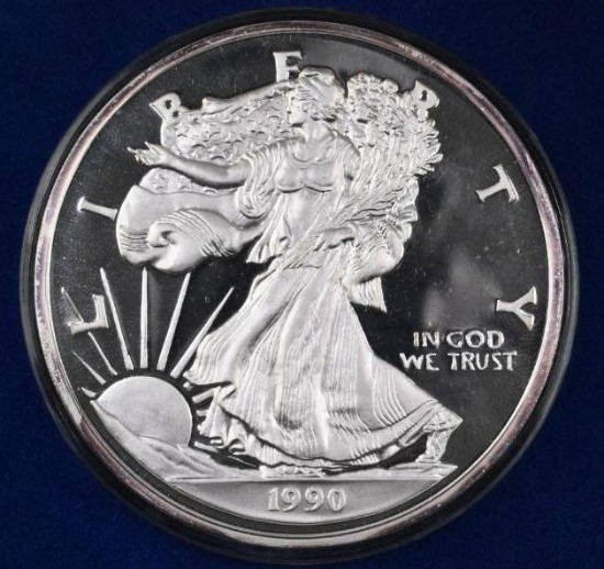1990 Walking Liberty / Eagle 1LB. .999 Fine Silver Round