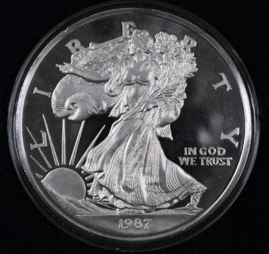 1987 Walking Liberty / Eagle Troy 1LB. .999 Fine Silver Round