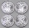Group of (4) 2001 American Silver Eagle 1oz.