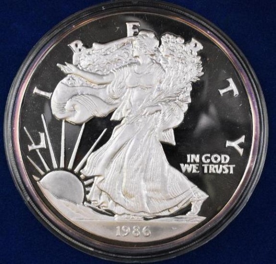 1986 Washington Mint Walking Liberty / Eagle One Pound Fine Silver