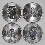 Group of (4) 2016 Canada Maple Leaf 1oz. .9999 Fine Silver