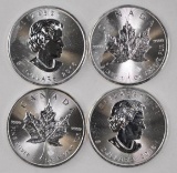 Group of (4) 2016 Canada Maple Leaf 1oz. .9999 Fine Silver