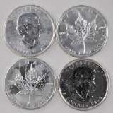 Group of (4) 2009 Canada Maple Leaf 1oz. .9999 Fine Silver
