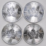 Group of (4) 2015 Canada Maple Leaf 1oz. .9999 Fine Silver