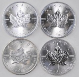 Group of (4) Canada Maple Leaf 1oz. .9999 Fine Silver