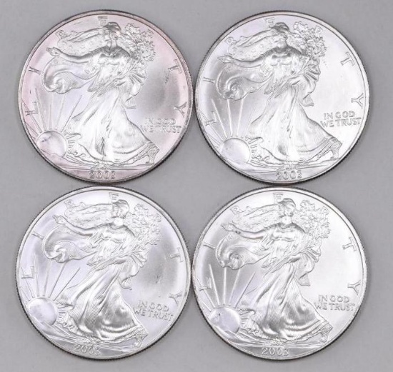 Group of (4) 2003 American Silver Eagle 1oz