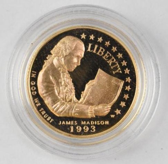 1993 W $5 Bill of Rights Commemorative Gold Proof