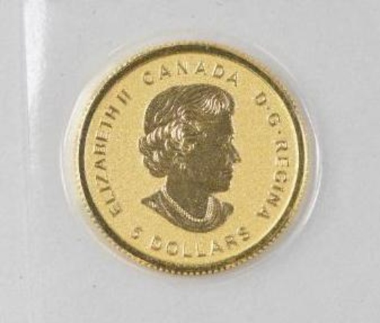 2018 $5 Canada USA/Canada 1/10thoz. .9999 Fine Gold