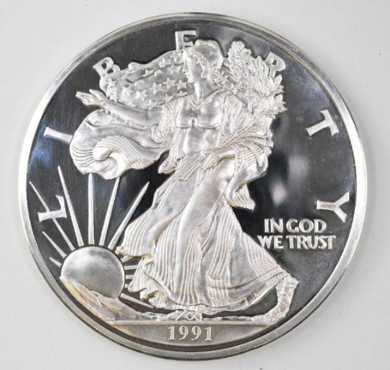 1991 Walking Liberty / Eagle One Pound .999 Fine Silver Round