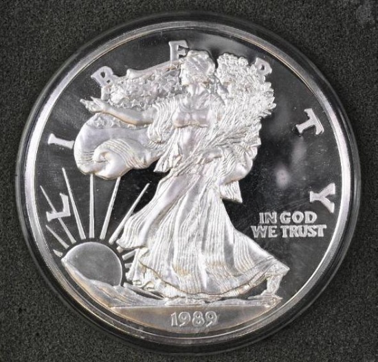 1989 Walking Liberty / Eagle Troy 1LB. .999 Fine Silver Round