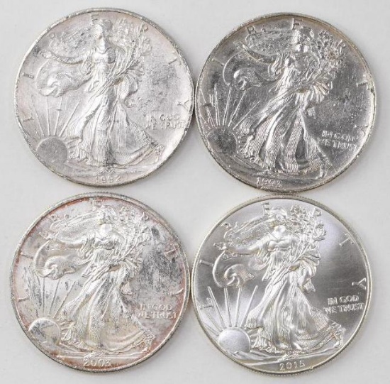 Group of (4) American Silver Eagle 1oz.