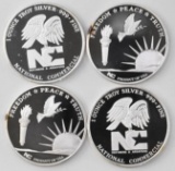 Group of (4) National Commercial 1oz. .999 Fine Silver Round