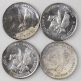 Group of (4) Eagle/Bell Silver Trade Unit 1oz. .999 Fine Silver