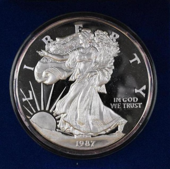 1987 Washington Mint Walking Liberty / Eagle One Pound Fine Silver