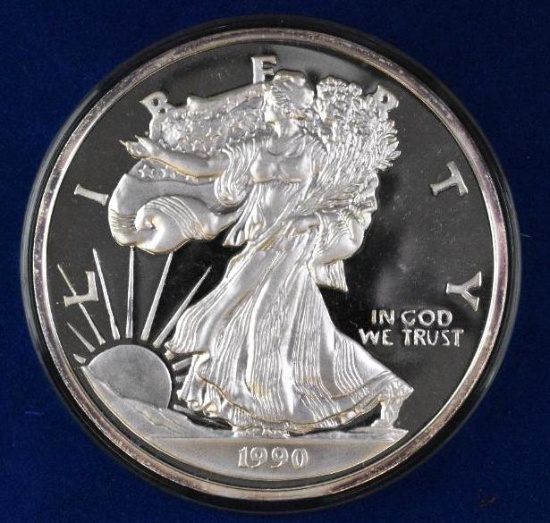 1990 Washington Mint Walking Liberty / Eagle Design 1 Pound .999 Fine Silver