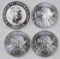 Group of (4) 2012 Austria Philharmonic & 2010 Australia Koala 1oz. .999 Fine Silver