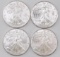 Group of (4) 2008 American Silver Eagle 1oz