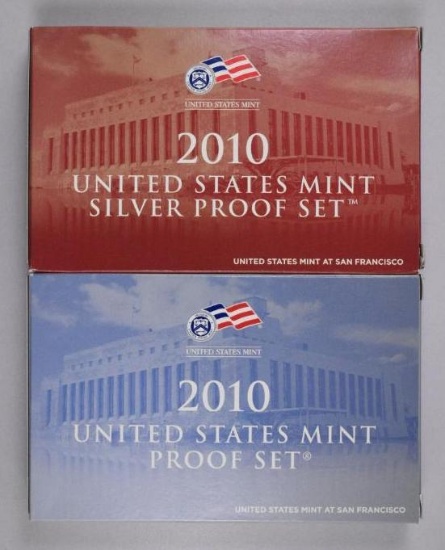 Group of (2) 2010 Silver & Clad Proof Sets