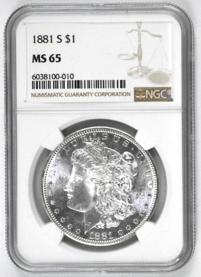 1881 S Morgan Silver Dollar (NGC) MS65