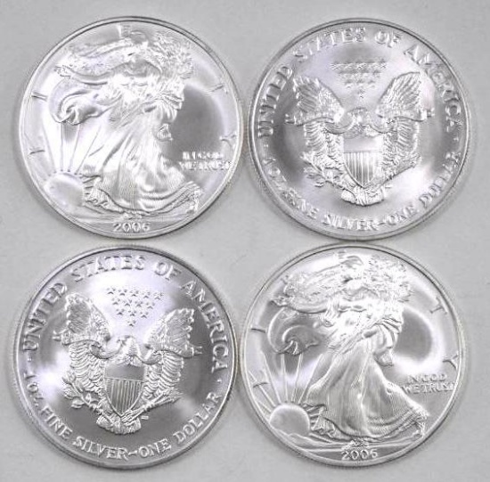 Group of (4) 2006 American Silver Eagle 1oz.