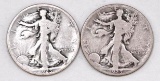 Group of (2) 1923 S Walking Liberty Silver Half Dollars