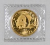 1987 China Panda 10 Yuan 1/10thoz. .999 Fine Gold