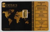 Karatbars 1 Gram .9999 Fine Gold Ingot/Bar