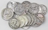 Group of (24) Walking Liberty, Franklin & Kennedy Silver Half Dollars