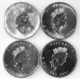 Group of (4) Canada $5 Maple Leaf 1oz. .9999 Fine Silver