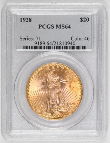 1927 P $20 Saint Gaudens Gold (PCGS) MS64