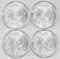 Group of (4) Indian / Buffalo Design 1oz. .999 Fine Silver Rounds.