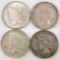 Group of (4) Peace Silver Dollars