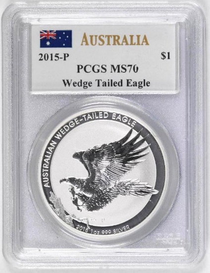 2015 P Australia $1 Wedge Tailed Eagle 1oz. (PCGS) MS70